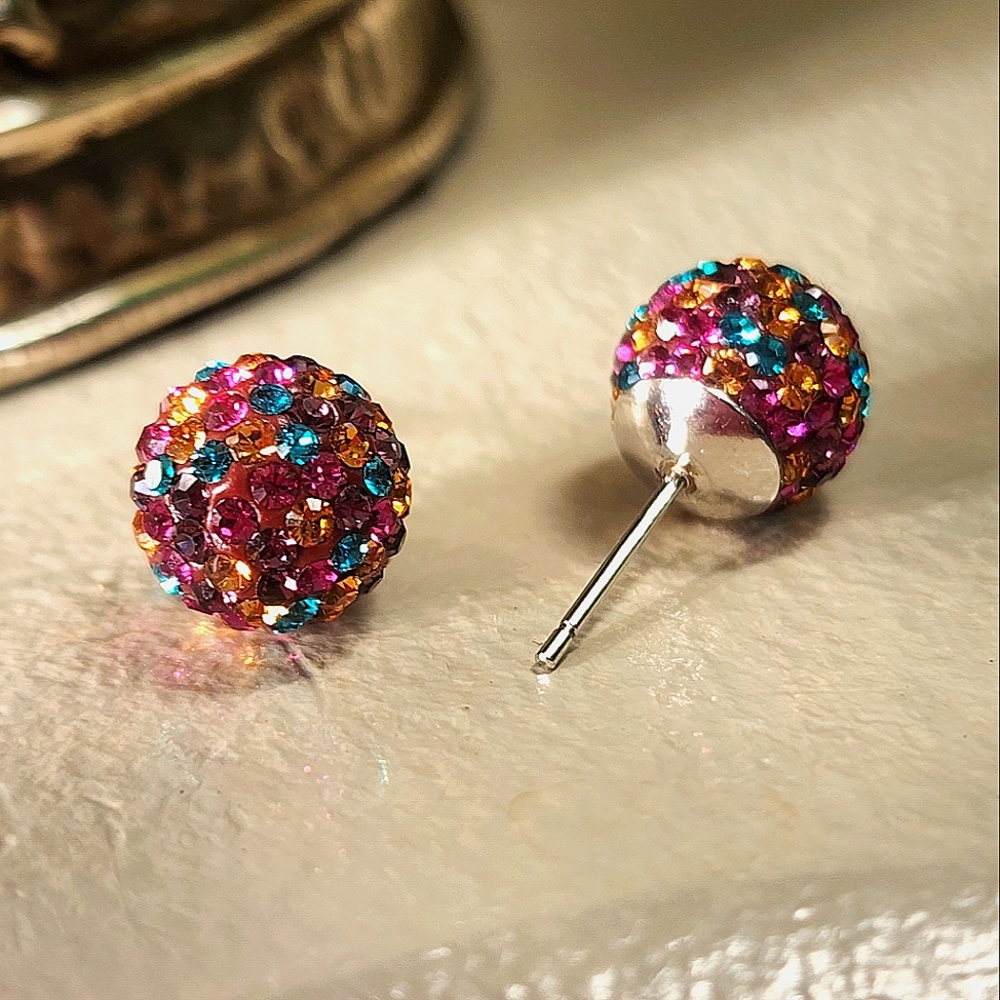 Dark Kiss 10mm Crystal Ball Earrings
